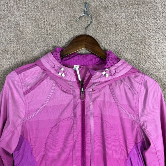 Lululemon Downtime Jacket Womens Size 6 Purple Violaceous Stripe Gradient Hooded - Picture 2 of 11